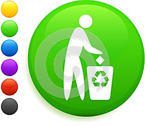 Recycle icon on round internet button