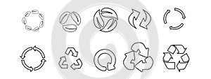 recycle icon set, line version, vector eps10