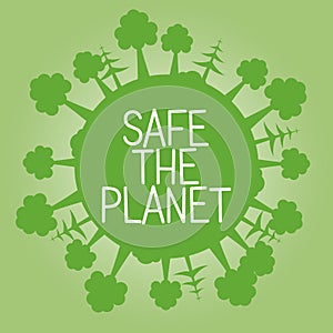 Recycle icon sign with plants and trees on globe. Concept of recycle reuse reduce for ecology