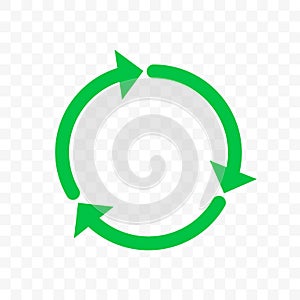 Recycle icon, vector arrow symbol. Eco waste reuse cycle, waste circle or bio recycle three arrows