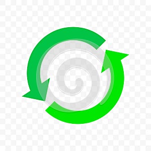 Recycle icon, vector arrow symbol. Eco waste reuse cycle, waste circle or bio recycle two arrows