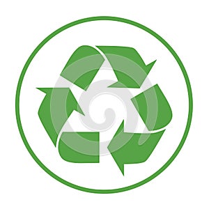 Recycle icon vector. Arrows recycle eco symbol vector illustration.  Cycle recycled icon. Recycled materials symbol.