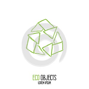 Recycle label. Original hand drawn high quality vector