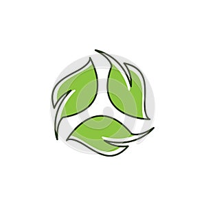 Recycle leaf logo or icon vector design