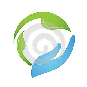 Recycle logo, circle, natural, green, leaves,
