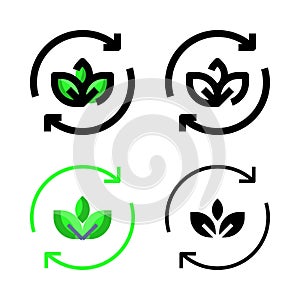 Recycle Nature Leaves Icon Set Logo Vector Illustration