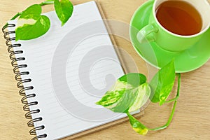 Recycle notebook and tea