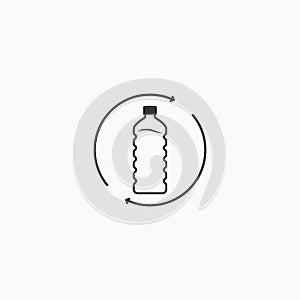 Recycle plastic bottle line icon. Plastic products recycling vector