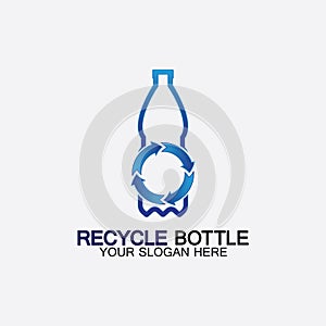 Recycle plastic bottle logo icon vector illustration design.Bottle with recycle symbol. Plastic recycling symbol flat icon-vector