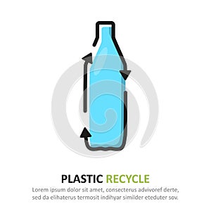Recycle plastic icon in a flat design. Vector illustration