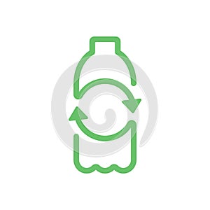 Recycle plastic logo icon, Arrows  pet bottle shape recycling sign, Ecological preservation concept