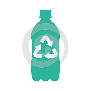 Recycle plastic logo icon, Arrows pet bottle shape recycling sign, Reusable ecological preservation concept