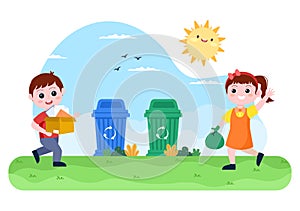 Recycle Process with Trash Organic, Paper or Plastic to Protect the Ecology Environment Suitable For Banner, Background, And Web