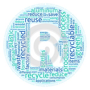 Recycle, regenerate, remodel, reprocess, reuse, save, upcycle vector word cloud