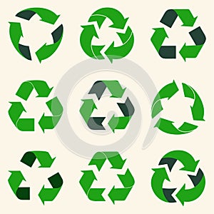 Recycle reuse arrows  set - ecology icons collection