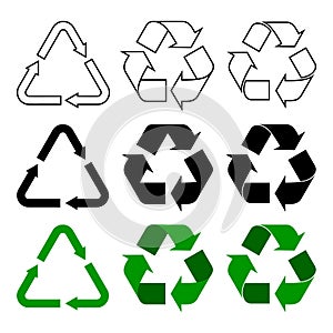 Recycle, reuse, reduce arrows sign symbol