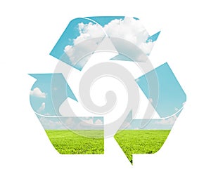 Recycle sign with landscape pattern - Eco concept