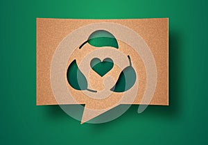 Recycle love green papercut chat bubble concept