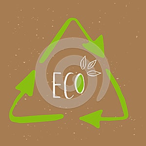 Recycle sticker. Organic, vegan food tag.