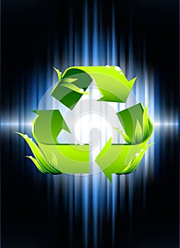 Recycle Symbol on Abstract Spectrum Background