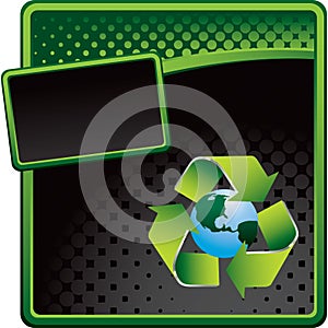 Recycle symbol around earth on halftone ad