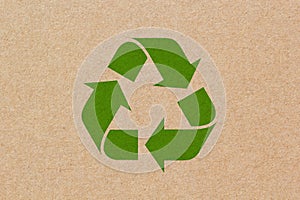 Recycle symbol on brown paper texture background