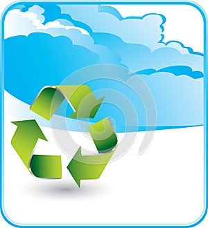 Recycle symbol on cloud background photo