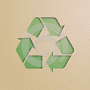 Recycle Symbol, cut from cardboard.