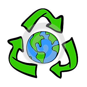 Recycle Symbol with Earth