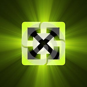 Recycle symbol green light flare