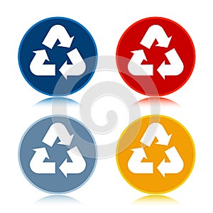 Recycle symbol icon trendy flat round buttons set illustration design