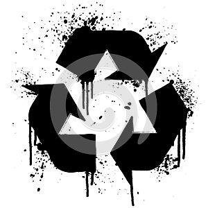 Recycle symbol ink splatter