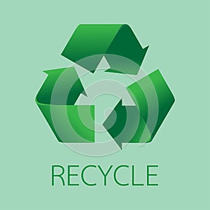 Recycle symbol isolated on green background
