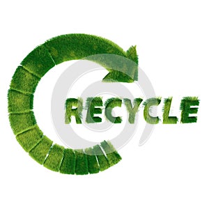 Recycle symbol made of grass