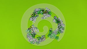 Recycle symbol with metal ring pull Rotating Stop motion Animation