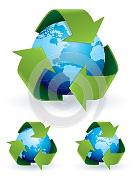Recycle symbol world map