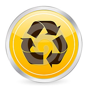 Recycle symbol yellow circle i