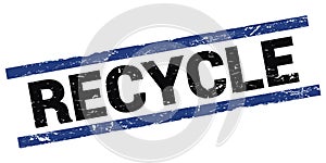 RECYCLE text on black-blue rectangle stamp sign