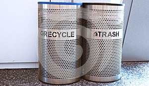 Recycle and Trash Bins At Airport