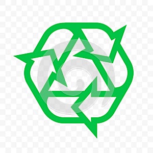 Recycle triangle arrow outline vector icon. Eco waste and organic package reuse recycle arrows symbol