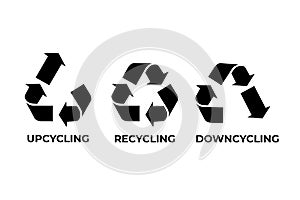 Recycle, upcycle, downcycle icon