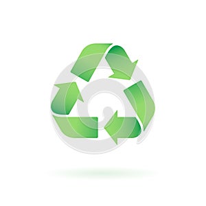Recycle Vector icon. Trash symbol. Eco bio waste concept. Arrow green 3d realistic green sign isolated on white