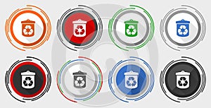 Recycle vector icons, set of colorful web buttons in eps 10