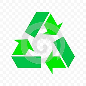 Recycle vector triangle arrow cycle icon. Eco waste bin, organic package reuse bio recycle arrows symbol