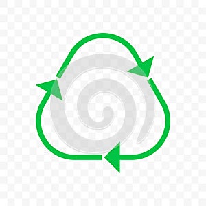 Recycle vector triangle arrow icon. Eco waste reuse bin or bio recycle line arrows symbol