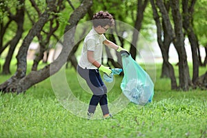 Recycle waste litter rubbish garbage trash junk clean training. Nature cleaning, volunteer ecology green concept. Young men and