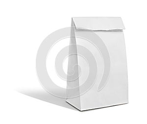 Recycle white paper bag isolate is on white background