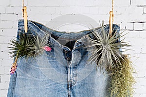 Recycle your Denim jeans concept close-up