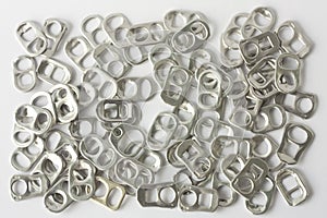 Recycleable aluminum pull ring from soft drink can