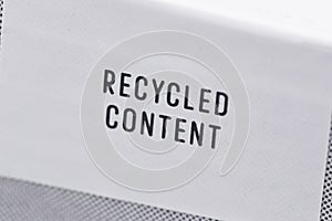Recycled Content sticker on box